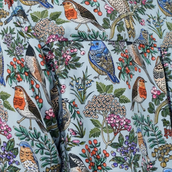 J. Jill Printed Satin V-Neck Popover Blouse Top Shirt Bird Floral Print XL NEW - Picture 5 of 7